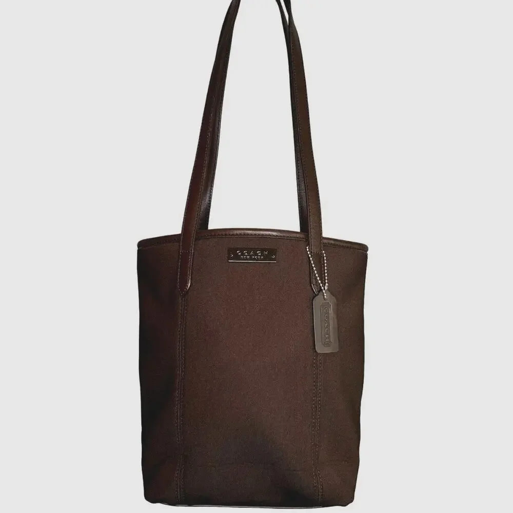 Coach Brown Neoprene Leather Shoulder Strap Classic Chic